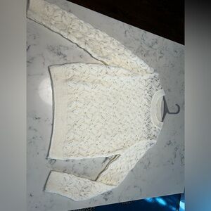 Mango Cream Openwork Textured Sweater